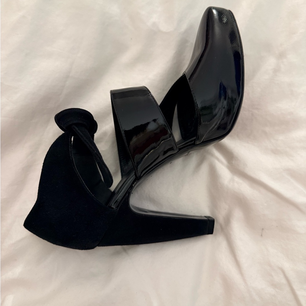 Balenciaga Ghesquiere Era Black Patent & Suede Platform Wrap Heels Rare - Picture 5 of 15